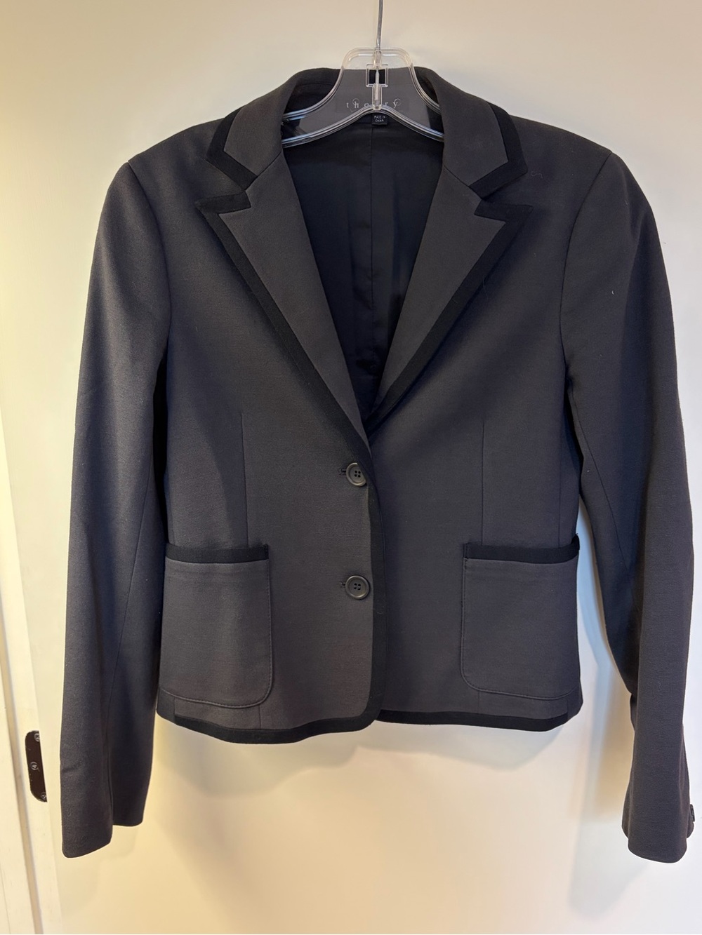 Theory Classic Gray with Black Piping Women's Blazer Jacket